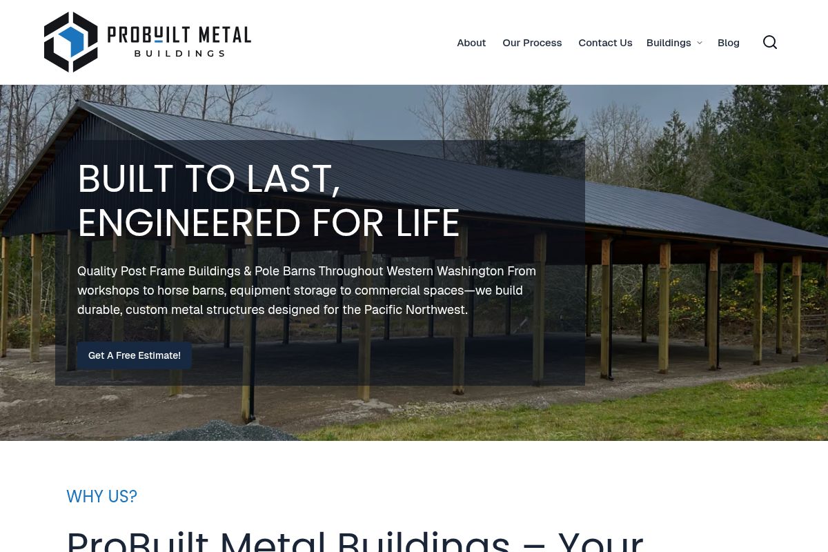 ProBuilt Metal Website Preview